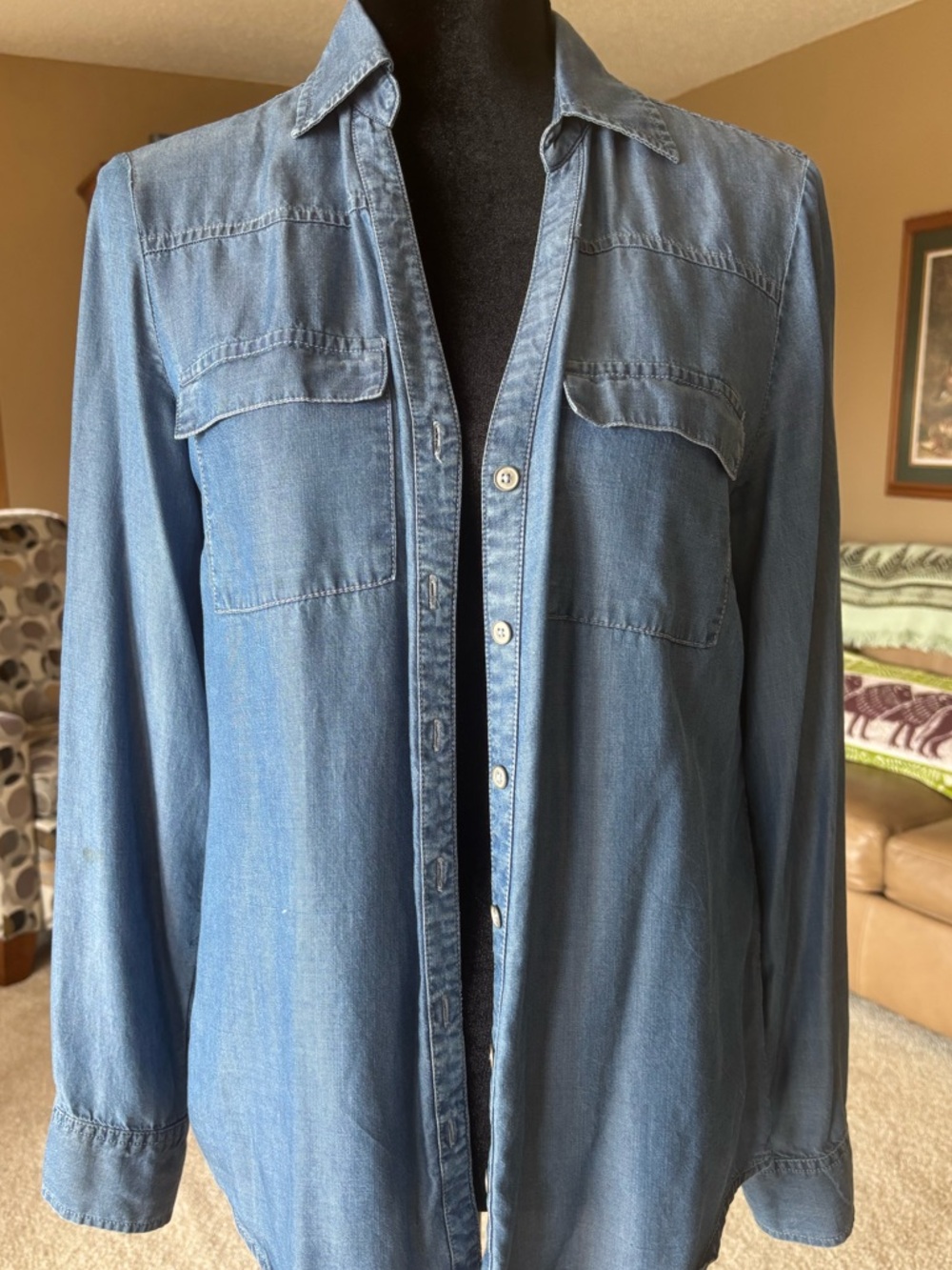 New York & Co Blue Denim Shirt M